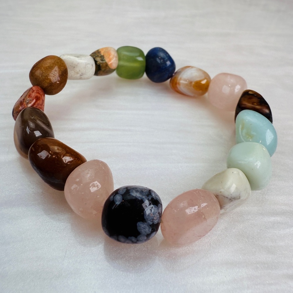 Boho Chic Multicolor Gemstone Stretch Bracelet - image 5